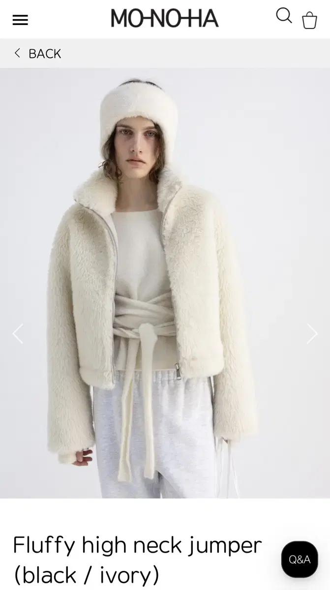 모노하 퍼자켓 Fluffy high neck jumper ivory